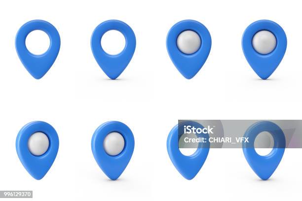 Map Pointer Blue 3d Rendering Set Of Blue Map Pointer Isolated On White Background Stock ...