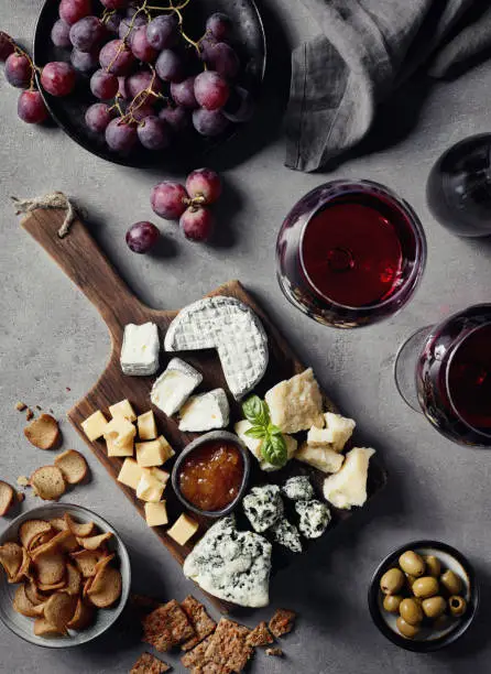 Photo of Cheese plate and red wine