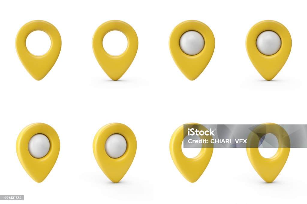 Map Cursor Yellow 3d Rendering Set Of Yellow Map Pointer Isolated On White Background ...