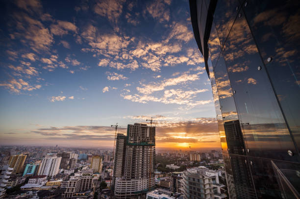 istock Dar es Salaam Business District Cityscape High Angle View with Reflection at Sunset Copy Space 996132954
