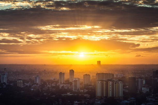 istock Sunset over Dar es Salaam Business District Cityscape High Angle View 996134370