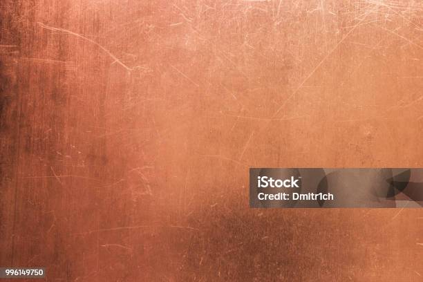 Vintage Bronze Or Copper Plate Nonferrous Metal Sheet As Background Stock Photo - Download Image Now