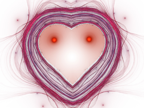 Abstract heart Background. Detailed colorful fractal heart. Lacy valentine's day motive, fractal heart, digital art