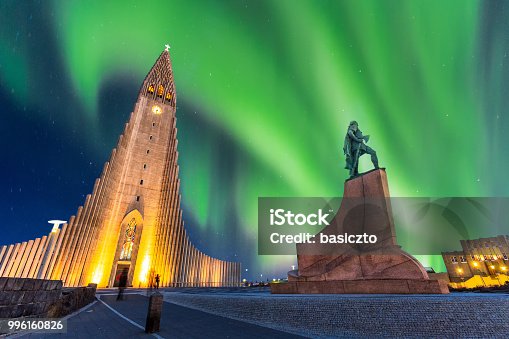 istock aurora borealis above hallgrimskirkja church in central of reykjavik city in Iceland 996160826