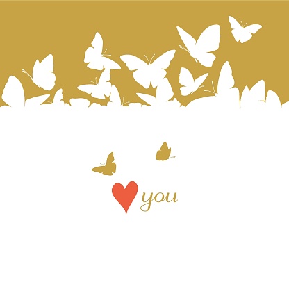 Flying butterflies card. St. Valentine's Day