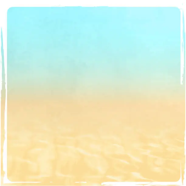 Vector illustration of Summer background with water ripples, sand and blue sky in retro style - abstract beach texture