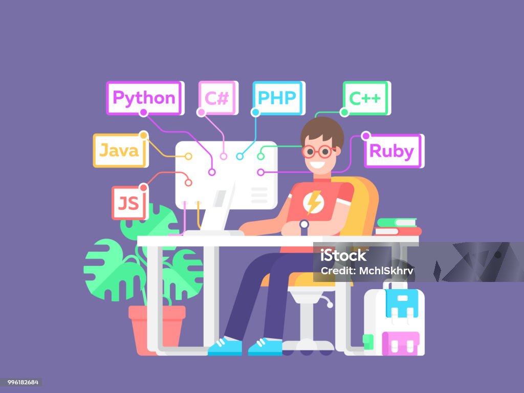 Learning Programming Languages Concept Stock Illustration - Download ...