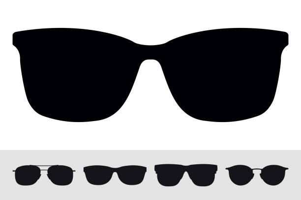 ilustraciones, imágenes clip art, dibujos animados e iconos de stock de gafas de sol signo icono símbolo. vector silueta aislado sobre fondo blanco. conjunto de vectores. elemento de diseño gráfico - gafas de sol