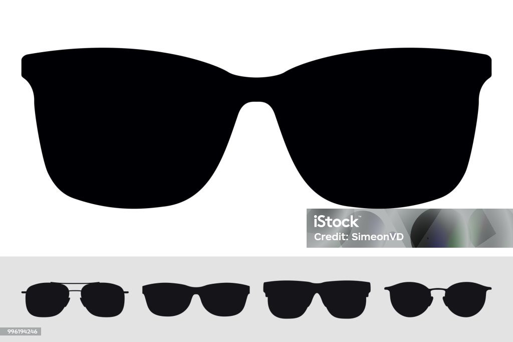 Sunglasses Sign Icon Symbol. Vector Isolated Silhouette on White Background. Vector Set. Graphic Design Element Sunglasses stock vector