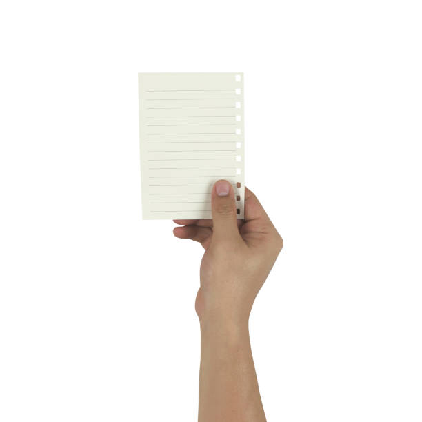 Hand of the businessman holding a empty paper note isolated on white background and have clipping paths with create from pen tool function.