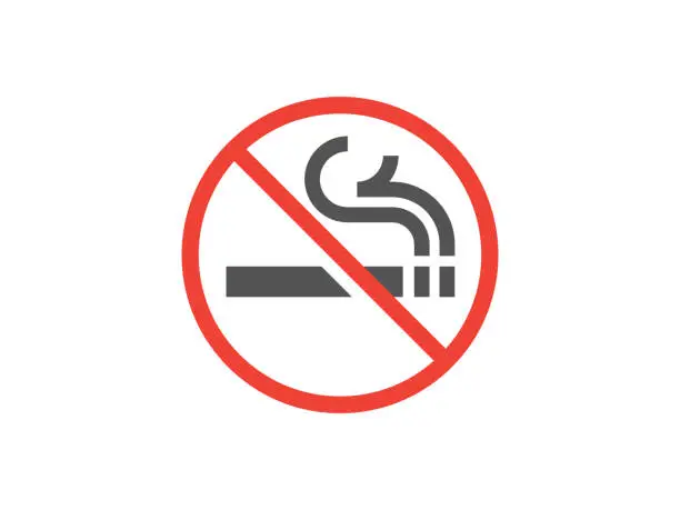 Vector illustration of Sign - no smoking in a red circle