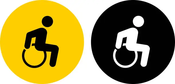 Vector illustration of Wheelchair Man Disability Icon