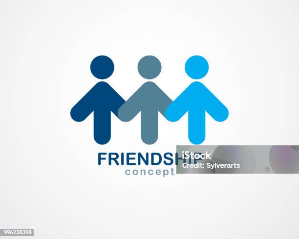 Teamwork And Friendship Concept Created With Simple Geometric Elements As A People Crew Vector Icon Unity And Collaboration Idea Dream Team Of Business People Blue Design Stock Illustration - Download Image Now