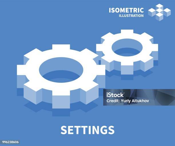 Icona Impostazioni Modello Isometrico Per Il Web Design In Stile 3d Piatto Illustrazione Vettoriale - Immagini vettoriali stock e altre immagini di Ingranaggio