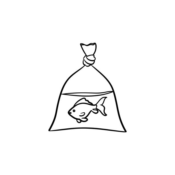 A Fish In The Plastic Bag Hand Drawn Outline Doodle Icon Stock Illustration  - Download Image Now - iStock