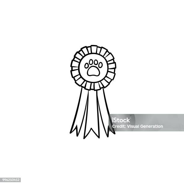 Pets Award Rosette Hand Drawn Outline Doodle Icon Stock Illustration - Download Image Now - Competition, Contest, Pets