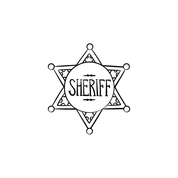 Sheriff star hand drawn outline doodle icon Sheriff star hand drawn outline doodle icon. Police authority, county sheriff badge, law concept. Vector sketch illustration for print, web, mobile and infographics on white background basketball sport street silhouette stock illustrations