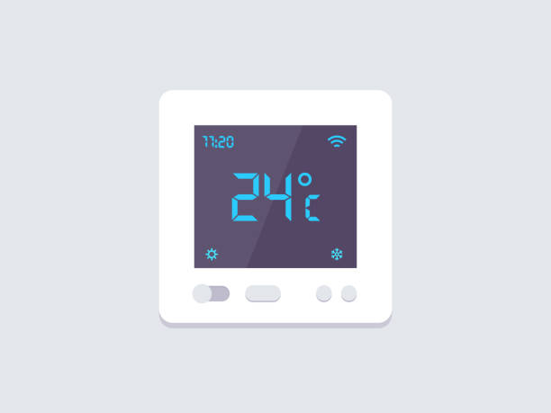 ilustrações de stock, clip art, desenhos animados e ícones de image of a square thermostat - thermostat