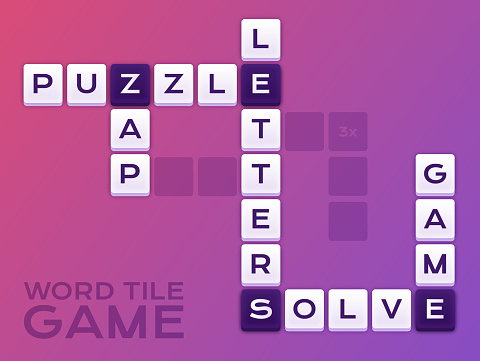 Word tile crossword puzzle game background design.
