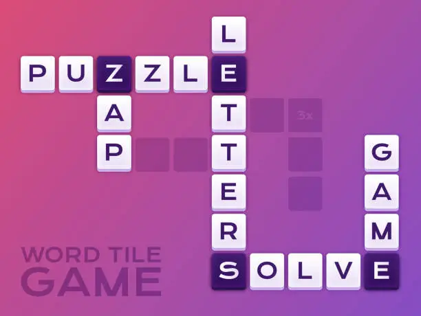 Vector illustration of Word Tile Crossword Puzzle Game