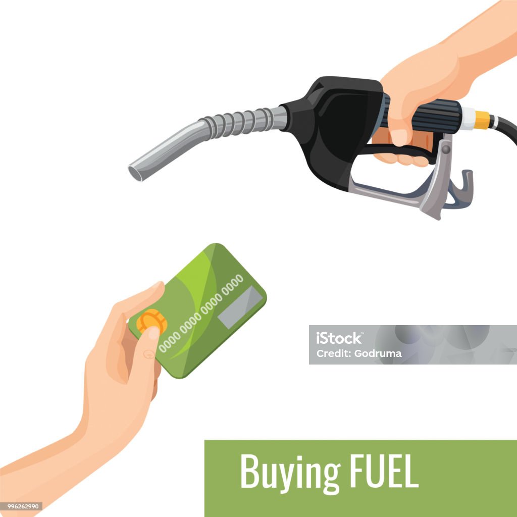 Buying petrol concept emblem, template for gasoline prices - Royalty-free Carta de Baralho arte vetorial