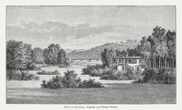 istock Muskau Park (Germany and Poland), wood engraving, published in 1897 996265834
