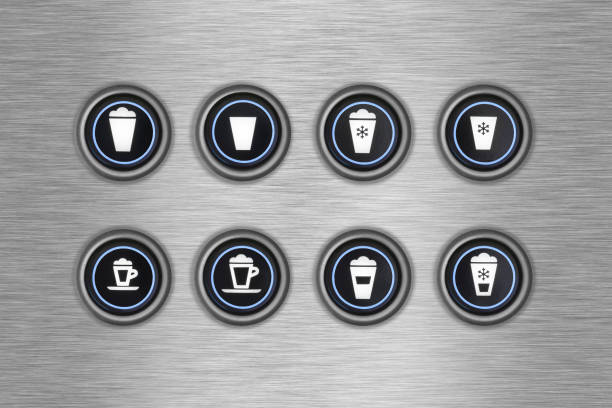 botones de la máquina de café - vending machine fotos fotografías e imágenes de stock