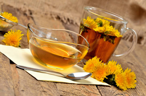 istock Dandelion honey, herbal tea, spoon and dandelion head around 996279282