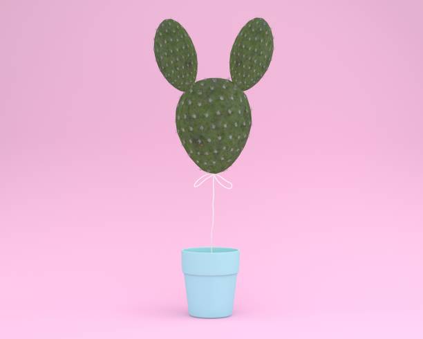 istock Creative idea layout cactus rabbit with flower pot on pastel pink background. minimal idea concept. Idea creative to produce work within an advertising marketing communications or artwork design. 996286364