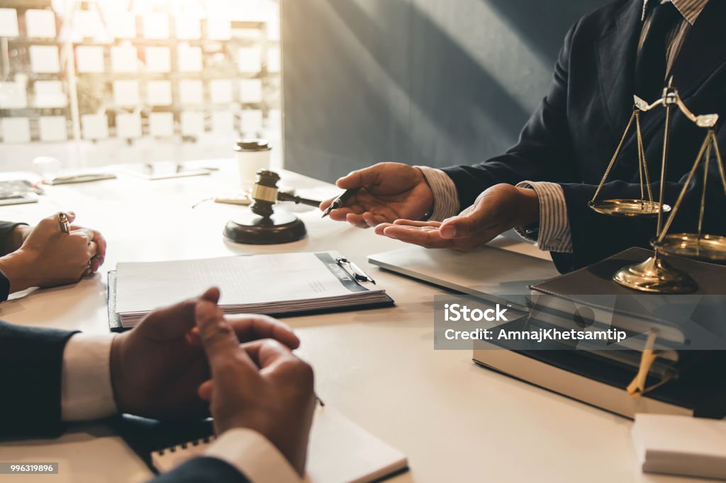 Lawyer give his customers signed a contract in the document. Consulting in regard to the various contracts Lawyer Stock Photo