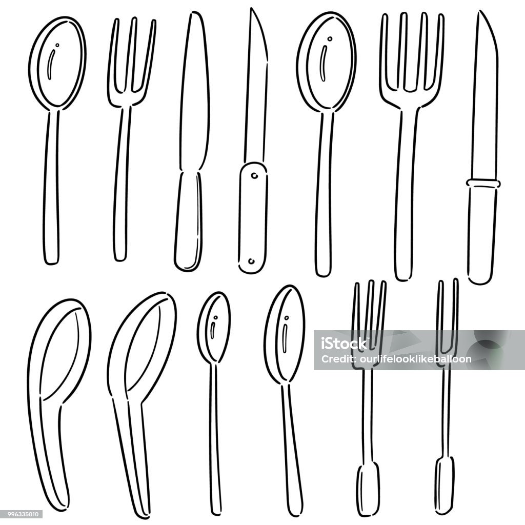 Tableware Draw Tableware Stock Illustration - Download Image Now - Drawing - Activity ...