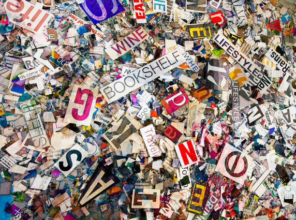 istock Random words and letters  bookshelf  toned color magaazine 996341828