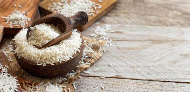 istock Basmati rice in a bowl with a spoon 996345048