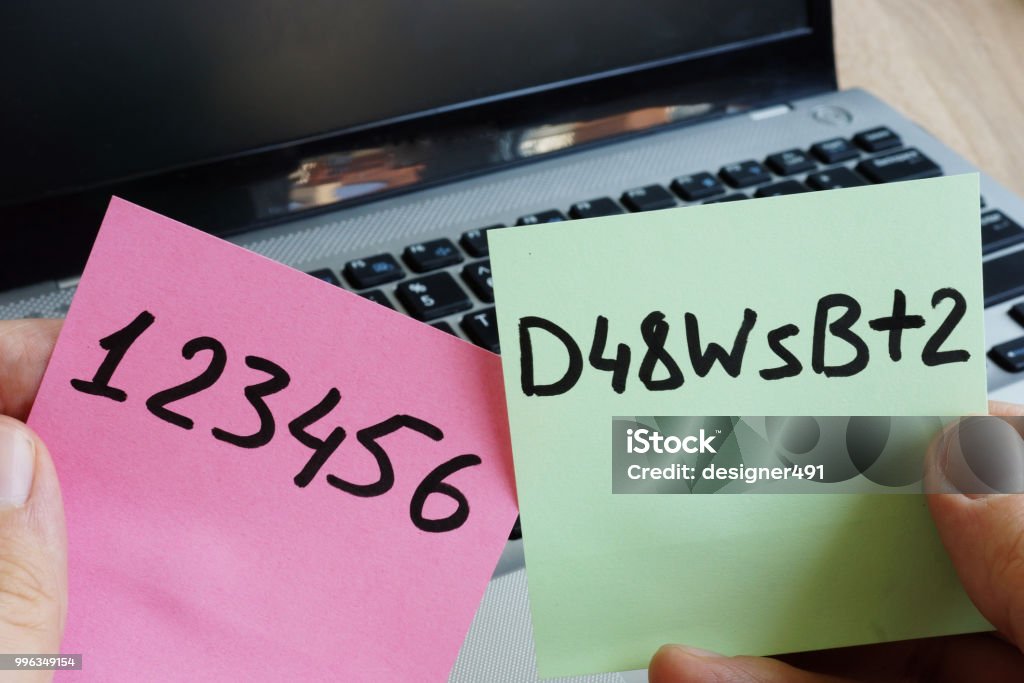 Hand holdings weak and strong password. Password Stock Photo