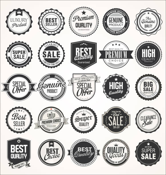 retro vintage abzeichen sammlung - seal stamper stock-grafiken, -clipart, -cartoons und -symbole