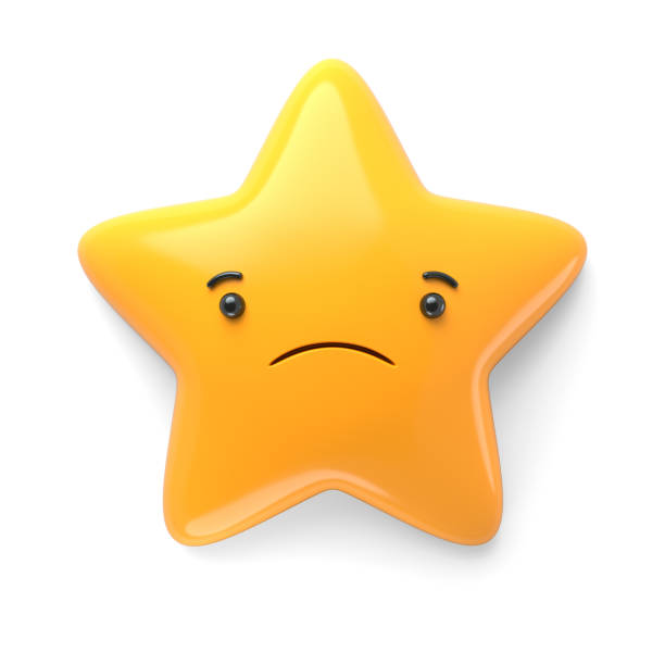 istock 3d render, abstract emotional star icon, sad face icon, sorrow, disappointed character illustration, cute cartoon star, emoji, emoticon, toy 996386500