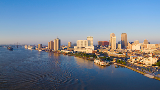 Aerial view of Mississippi River and New Orleans - Louisiana