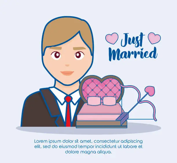 Vector illustration of Just married design