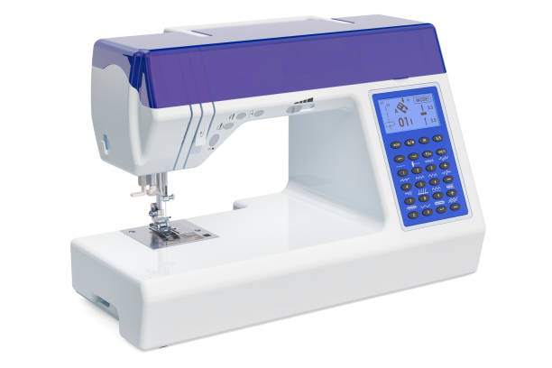 modern electronic sewing machine close-up. 3d rendering - sewing sewing machine machine sewing item imagens e fotografias de stock