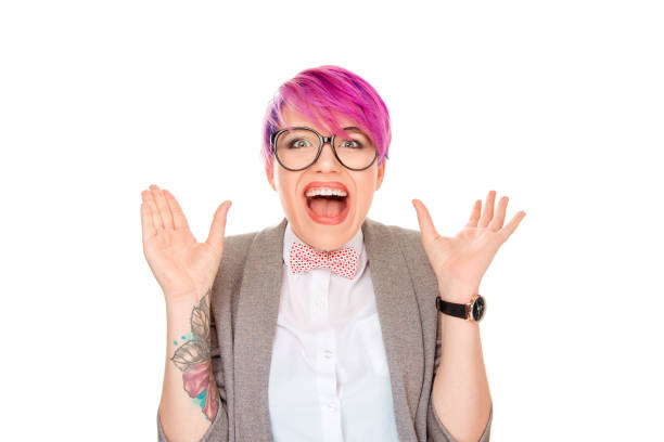 istock Bright excited woman screaming at camera 996435022