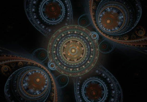 istock Abstract steampunk design, mechanical design, cogwheel engine. Modern fractal mechanical and steampunk background 996443208