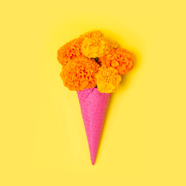 istock Flowers Ice Cream on a yellow background. 996448418