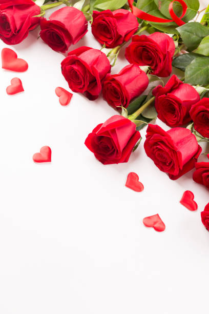 istock Plenty of red roses on white background 996472042