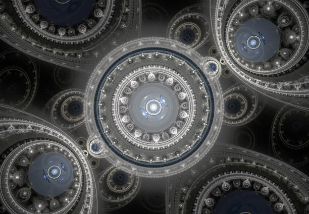 istock Abstract steampunk design, mechanical design, cogwheel engine. Modern fractal mechanical and steampunk background 996472176