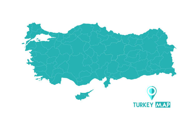 ilustraciones, imágenes clip art, dibujos animados e iconos de stock de mapa de turquía. mapa del vector detallado alto - turquía. - turkey