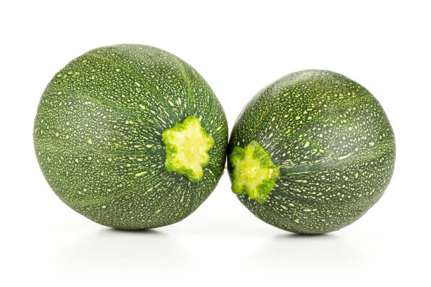 istock Fresh raw round Zucchini isolated on white 996481676