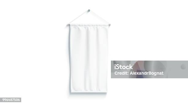 Blank White Rectangle Pennant Mock Up Isolated Stock Photo - Download Image Now - Banner - Sign, Flag, Pennant