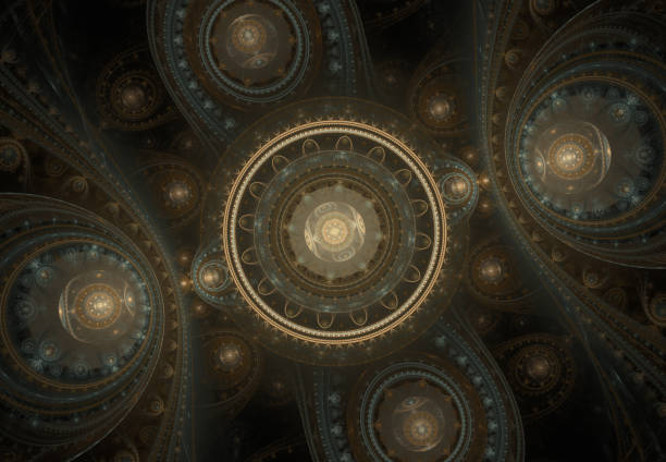 istock Abstract steampunk design, mechanical design, cogwheel engine. Modern fractal mechanical and steampunk background 996487576