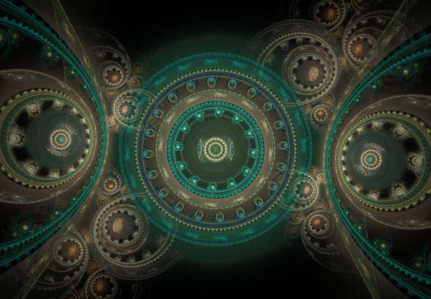 istock Abstract steampunk design, mechanical design, cogwheel engine. Modern fractal mechanical and steampunk background 996489674