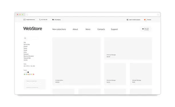 Photo of Blank white web store template mock up isolated